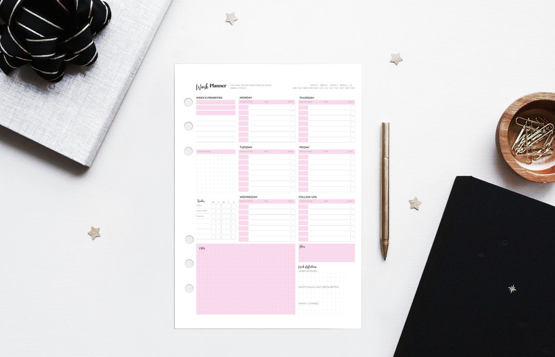 Work Planner 1-page Job Weekly Worksheet Printable PDF - Etsy