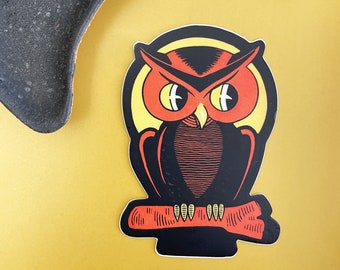 Owl Vinyl Sticker, Vintage Halloween Stickers, Retro Owl Decal, Retro Spooky Season Sticker, Vintage Beistle Halloween