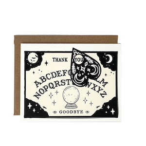 Tarjeta de agradecimiento con tabla Ouija, tarjeta de agradecimiento alternativa, tarjeta de agradecimiento para boda gótica