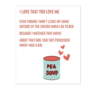 Alternative Valentine Anniversary Card, Goth Love Card, Horror Movie Anniversary Card, Exorcist, Nostalgia Valentine Card, Card and Sticker