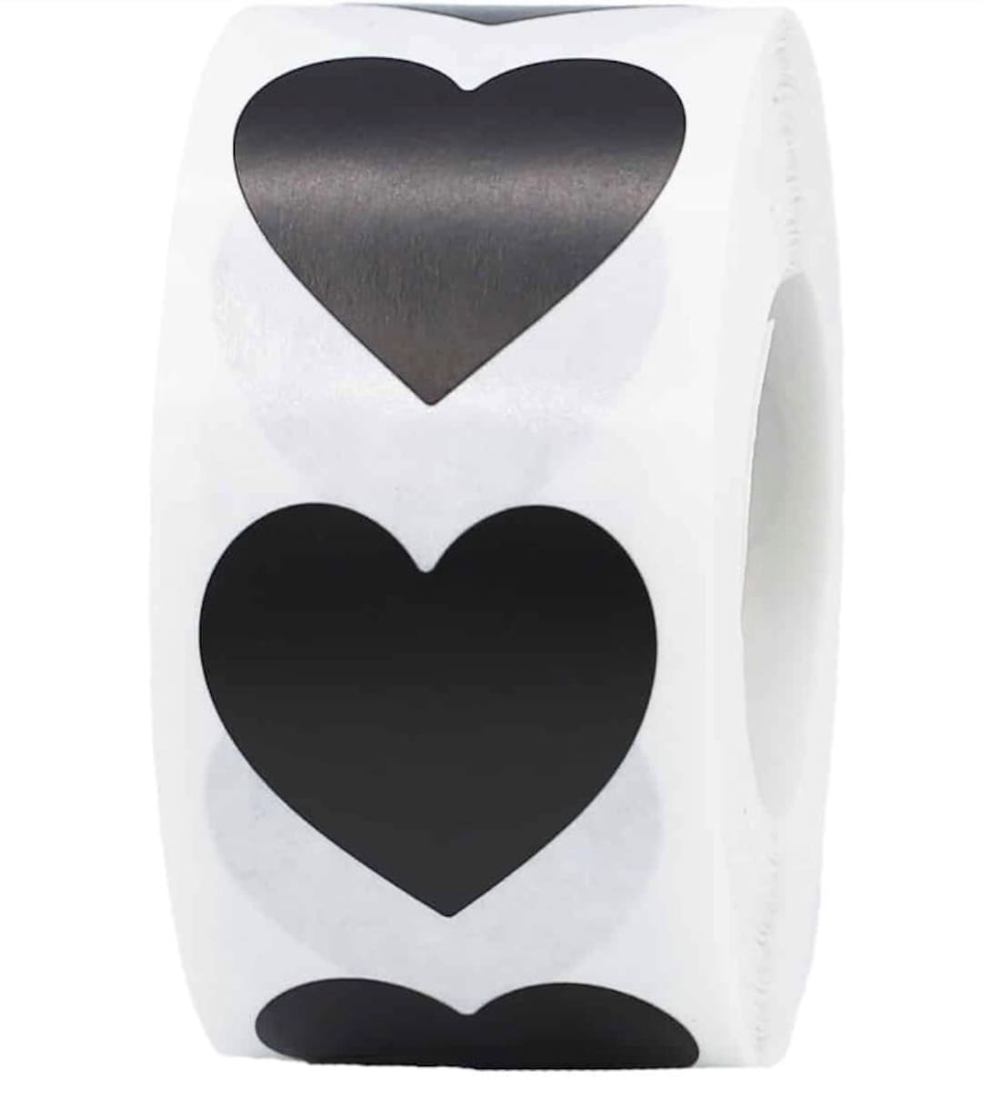 1 Black Heart Shape Sticker Heart Black Seal Package Seals Goth Love Goth Valentine Envelope