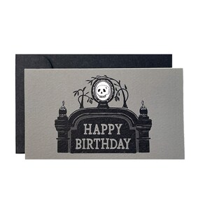Oude minikaart gelukkige verjaardag grafsteen, alternatieve verjaardagskaart, spookachtig, Goth-verjaardag, 2 x 3,5 inch
