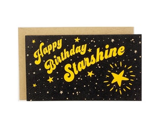 Mini biglietto di auguri di compleanno Starshine: auguri celestiali, interno vuoto