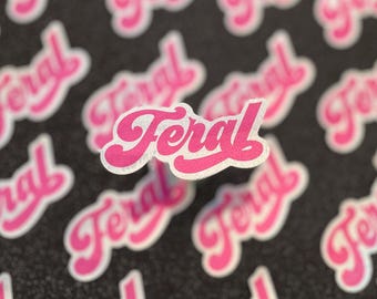 Feral Pink Glitter Waterproof Vinyl Sticker