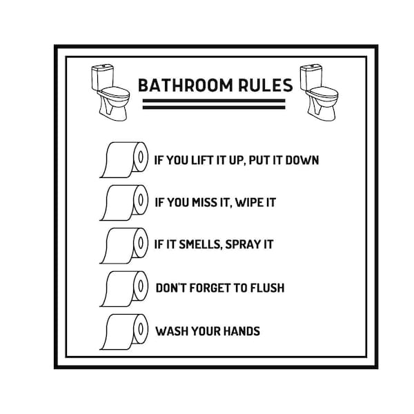 Bathroom Rules Sign Etsy
