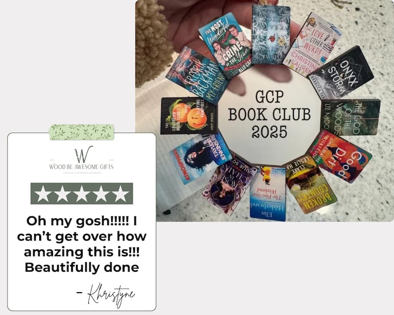 Book Club Ornament - Wreath Book Ornament - Custom Mini Book Covers image 9