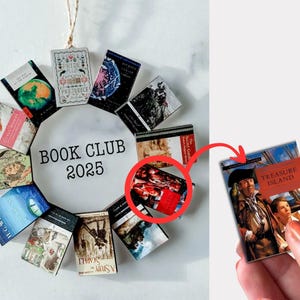 Book Club Ornament - Wreath Book Ornament - Custom Mini Book Covers image 6