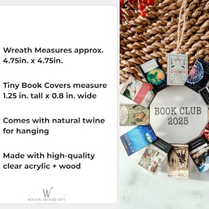 Book Club Ornament - Wreath Book Ornament - Custom Mini Book Covers image 2