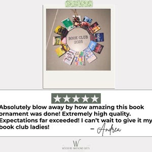 Book Club Ornament - Wreath Book Ornament - Custom Mini Book Covers image 10