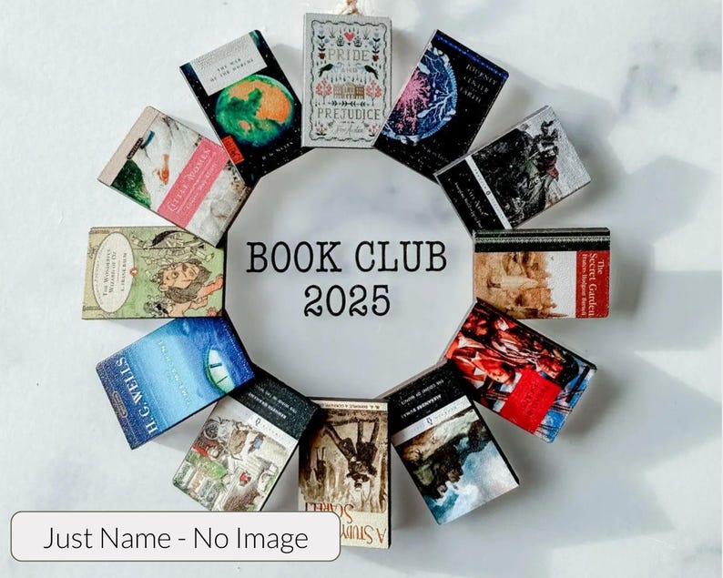 Book Club Ornament - Wreath Book Ornament - Custom Mini Book Covers image 3