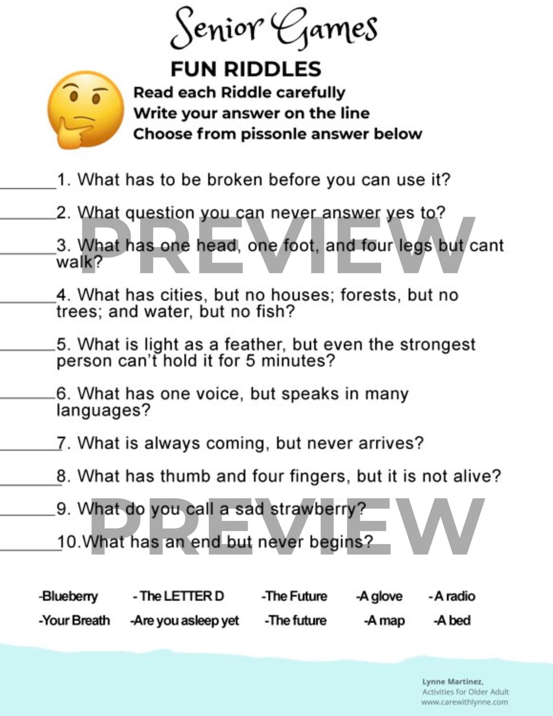 Senior Brain Games Printable: Easy Cognitive Activities, Large Print