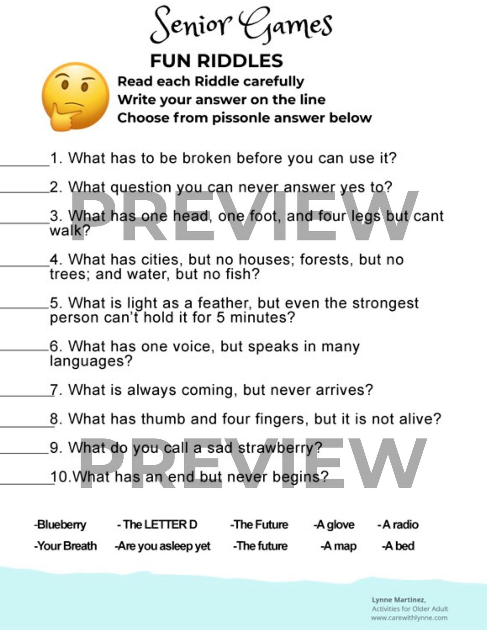 Senior Brain Games Printable: Easy Cognitive Activities, Large Print