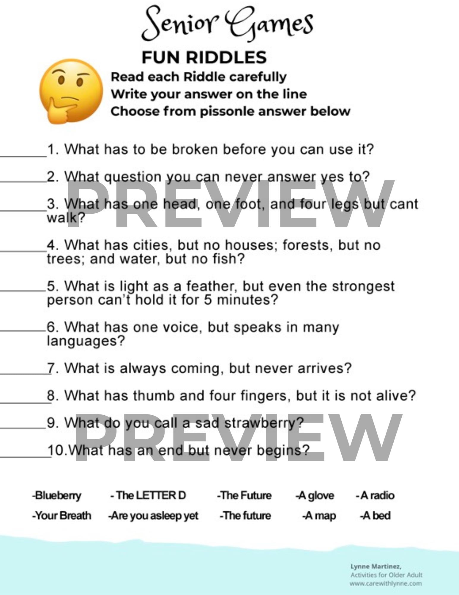 Senior Brain Games Printable: Easy Cognitive Activities, Large Print