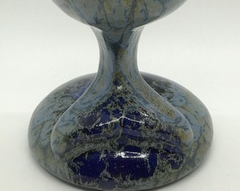 Cool Artisan Pottery Blue/ Grey Whale Tail Wine Goblet by Doug Wylie USA