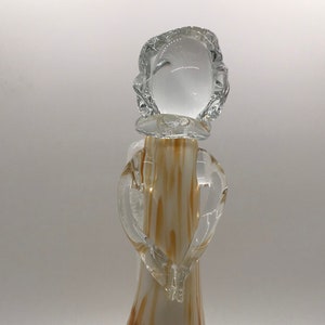 Ethereal Vintage Art Glass Tall Angel with Beautiful Gold and Cream Robe and White Detailed Wings