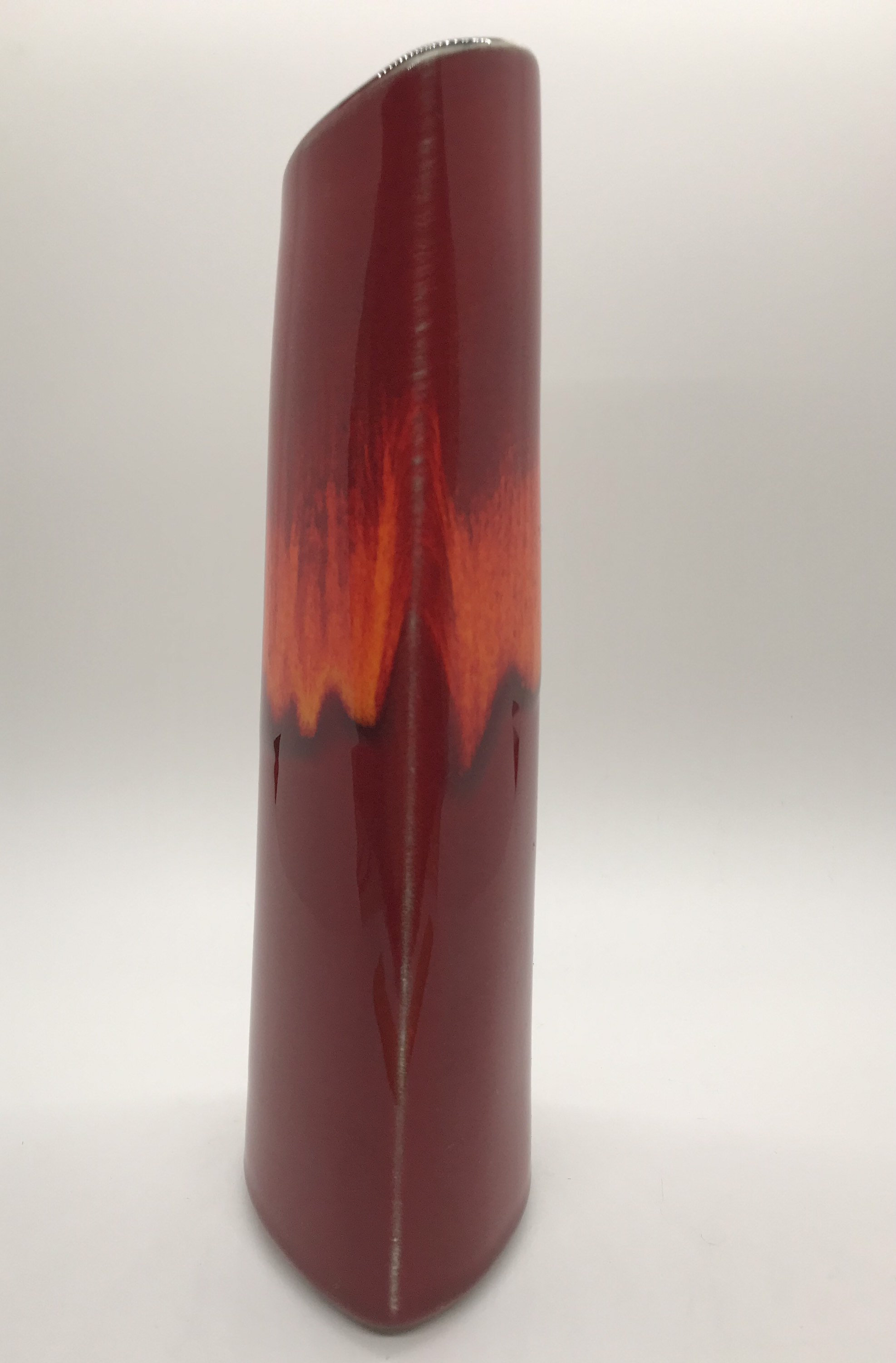 Mid Century POOLE Pottery Variated Red & Orange 8 1/2" Tall Vase With ...