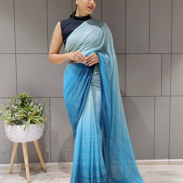Prestitched saree readymade saree ready to wear readymade saree with belt saree with stitched pleates 1minute saree with belt