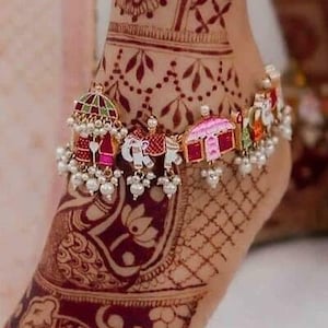 Baraati design most demanding  Indian anklet|| Copper base rajasthani wedding baraat design Indian jewelery anklets||Multicoloured anklet