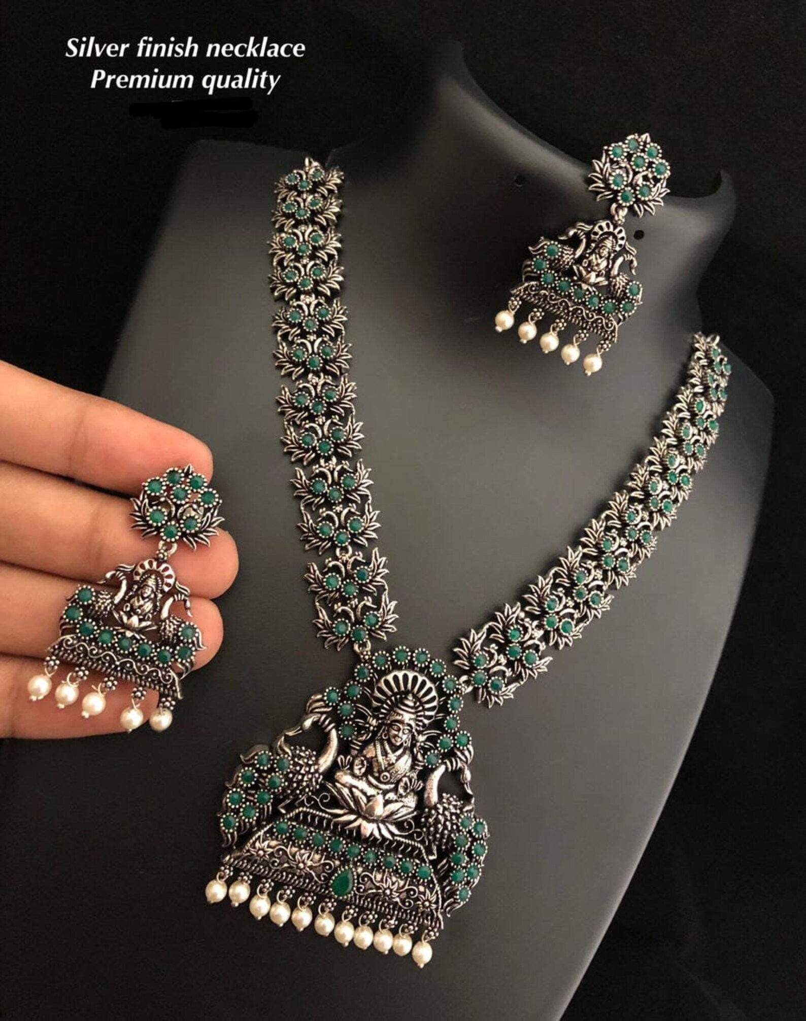 Charm Necklace Laxmi Set laxmi Haram Set German Silver Etsy