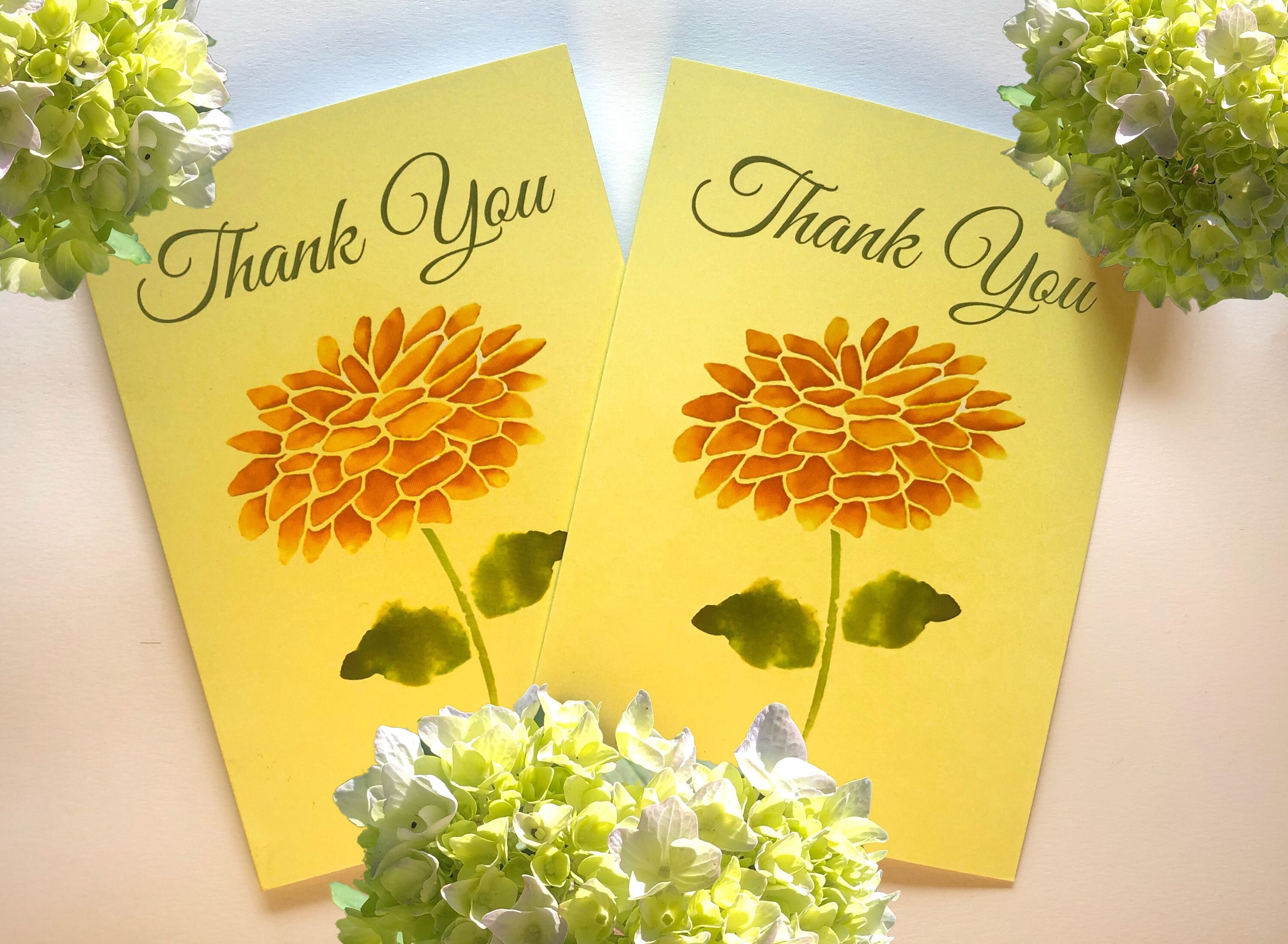 Yellow Pack of Thank You Cards Etsy UK