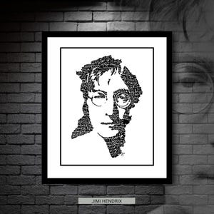 John Lennon Imagine Lyrics Portrait: Beatles Typography Art Print