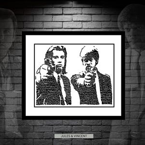 Pulp Fiction - Jules & Vincent - Typography Portrait - Hand-drawn