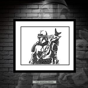 The Mandalorian - Star Wars - Typography Portrait - Hand-drawn