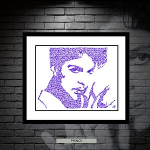 Prince - Typography Portrait - Purple Rain - Hand-drawn