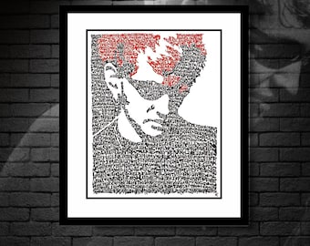 Jimi Hendrix Typography Portrait: the Wind Cries Mary Word Art