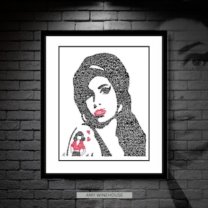 Amy Winehouse - Typography Portrait - Back to Black - Hand-drawn