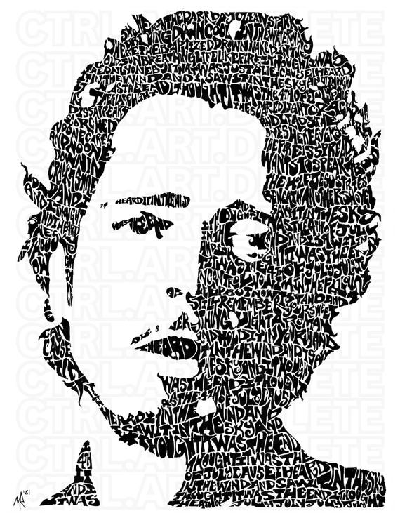 Chris Cornell Typography Portrait: Soundgarden Word Art, Grunge