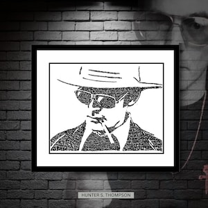 Hunter S. Thompson - Fear and Loathing - Typography Portrait - Hand-drawn