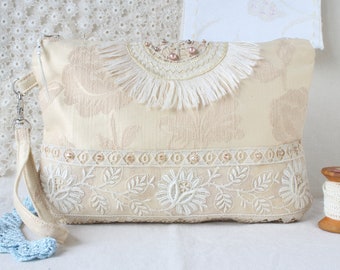 Vintage Spitze Braut Armband, Boho Hochzeit Clutch