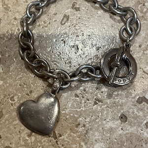 Lagos Caviar curb link bracelet, heart toggle class vintage