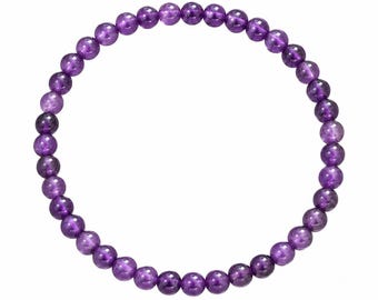 Pulsera de cuentas de amatista de 4 mm - Cristal para la sanación del chakra corona y la ansiedad