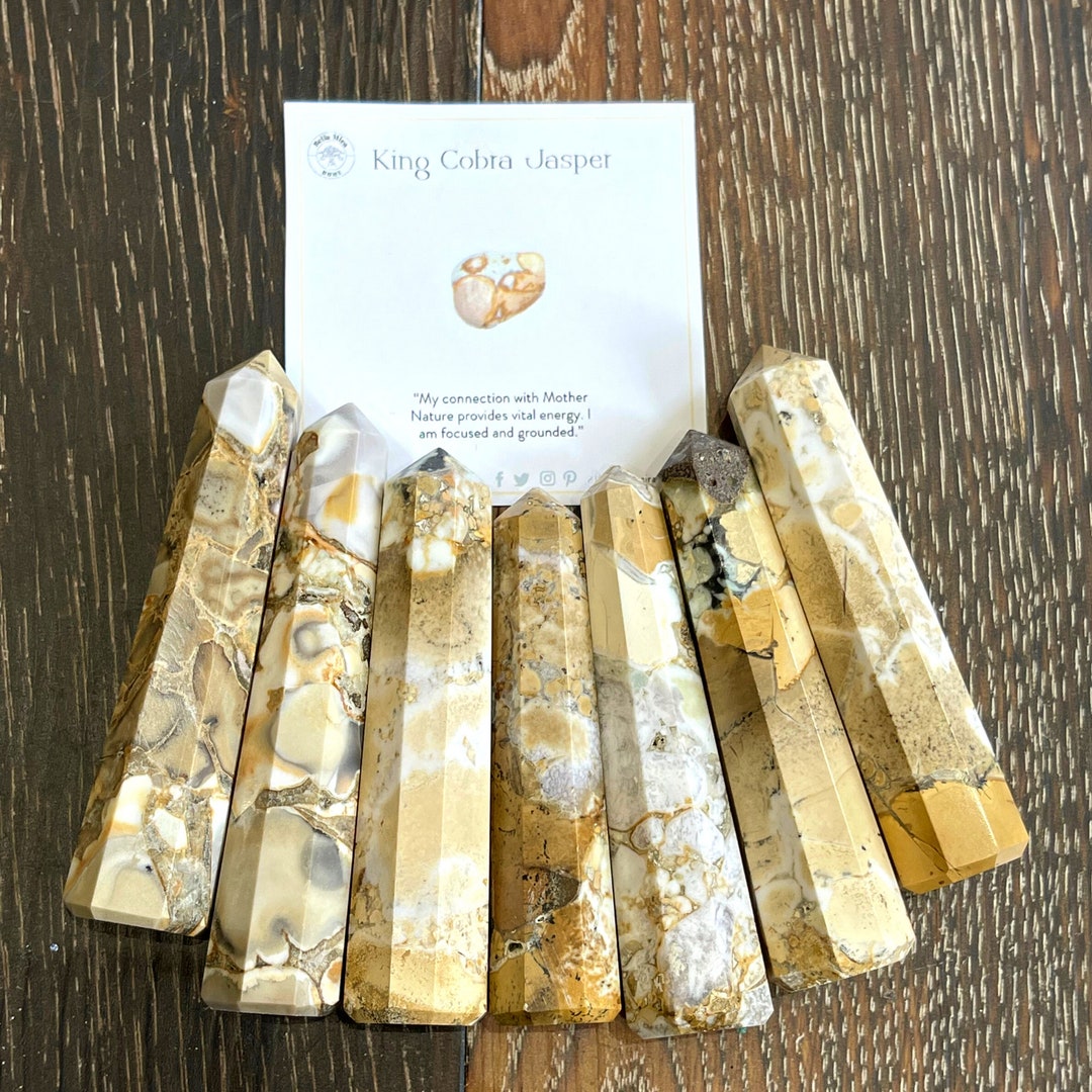 King Cobra Jasper Crystal Towers Heart Chakra Healing Protection Crystals With Gift Pouch & Info