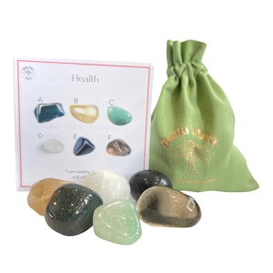 Health Crystals Gift Pack - Bloodstone Citrine Green Aventurine Selenite Shungite Smoky Quartz - Sent with Gift Pouch and Info Card