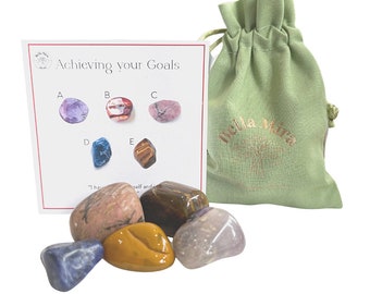 Goal Achieving Crystal Set - Amethyst, Tiger Eye, Sodalite - with Info Booklet