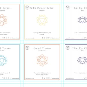 7 Chakrakarten Physisches Print-Set Jede Karte ist 8 cm x 8 cm groß - vollfarbe mit Symbolen Beschreibung - Physisches Kartenset wird veröffentlicht