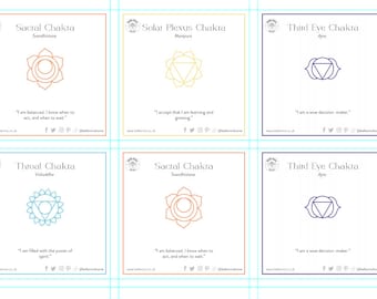 7 Chakra Cards – Full Color Symbol Prints, 3"x3" Physical Set