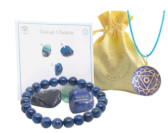 Throat Chakra Crystal Gift Set – Lapis Lazuli, Fluorite, Sodalite
