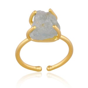 Aquamarin Ring - Fische / März Geburtsstein - Echter Kristall Sternzeichen Schmuck Geschenk - Geschenktasche mit Kristall Info Karte