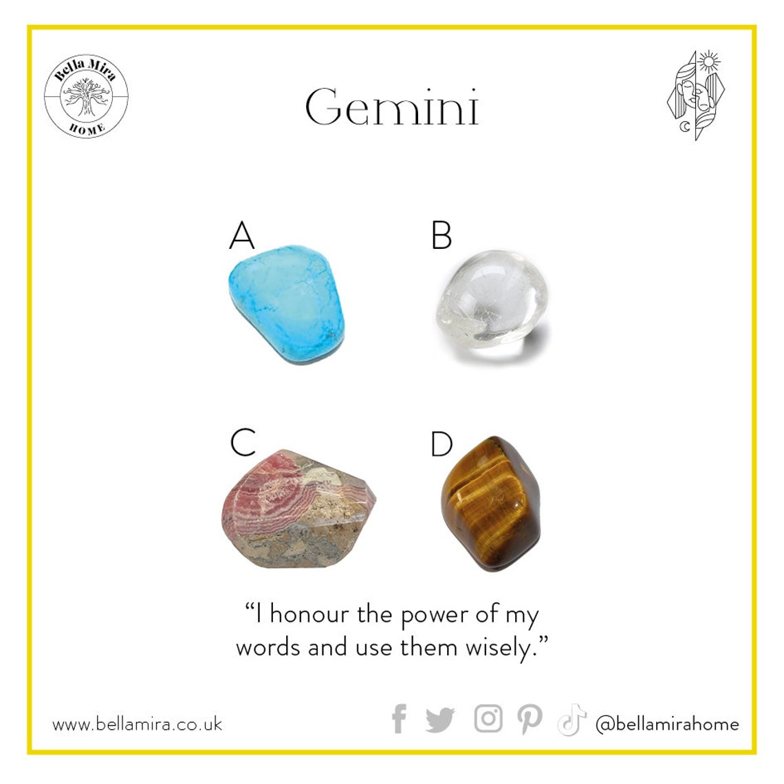 Gemini Zodiac Birthstone Crystal Pack Blue Howlite Clear Etsy France