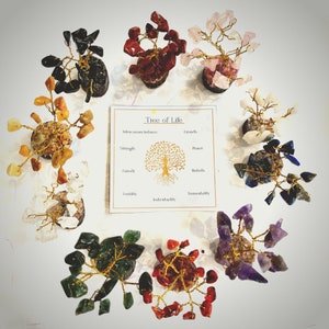 Petite Crystal Trees For Healing and Wellbeing - Amethyst Lapis Lazuli Rose Quartz Black Obsidian Carnelian Opalite Clear Quartz  Aventurine