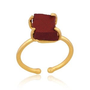 Roher Roter Jaspis Ring - Erdung Wurzel Chakra Kristall Handarbeit Handwerk Schmuck - Geschenktasche mit Infokarte