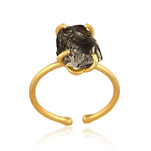 Pyrit Ring - Widder / April Geburtsstein - Narren Gold Natur Kristall Sternzeichen Schmuck Versendet in Geschenktasche mit Infokarte