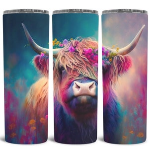 Highland Cow, Vibrant Tumbler, Farmhouse Tumbler, Travel Tumbler