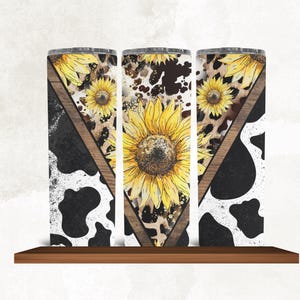 Sunflower Tumbler, Cow Tumbler, Western Tumbler, Country Tumbler, 20 oz Skinny Tumbler, Coffee Mug