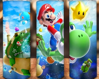 Mario Bros Sublimation Tumbler, 20oz Skinny Stainless Steel