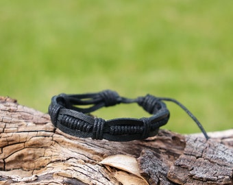 Men/Women Leather Bracelet with adjustable sliding knot